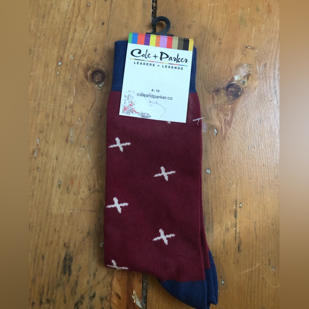 Men's Maroon Patterned Crew Socks